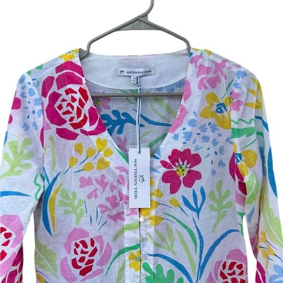 NWT Southern Tide 100% Cotton Shirt - Size XS - Flowers - Picture 3 of 12